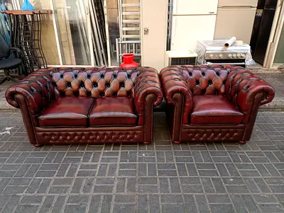 Sofa Genuine Leather Chesterfield 2+1
