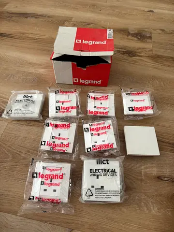 Legrand electrical sockets and wall switches new, sealed (bulk)