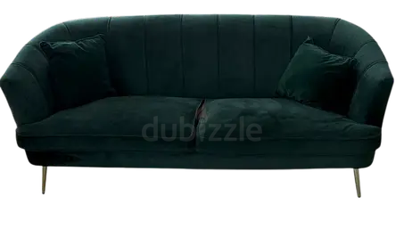 Premium Forest Green Velvet Sofa with Gold Accents