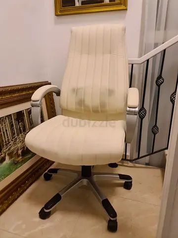White Ergonomic Office Chair with Swivel Base