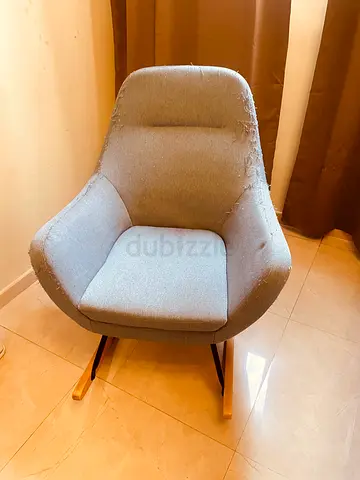Grey Fabric Rocking Accent Chair - Good Frame, Needs Reupholstery