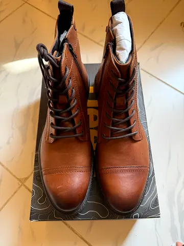 Jeep Men’s Brown Leather Lace-Up Boots – Size EU 43 – Brand New