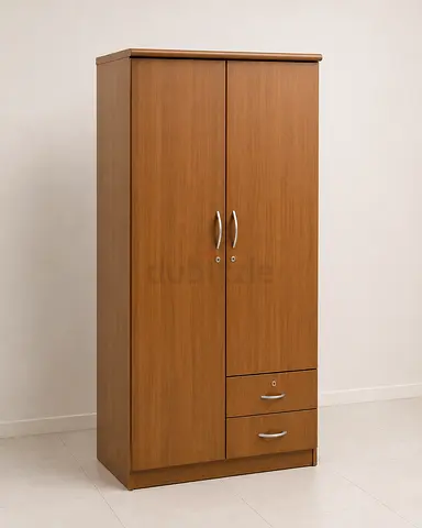 Two Door Wooden Wardrobe with Drawers