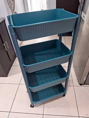 4 -Tier Plastic storage Trolley with wheels