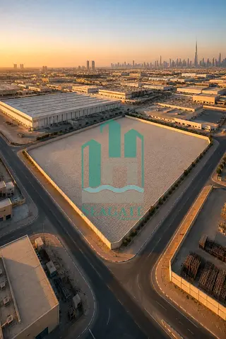 ساحة مفتوحة مجهزة بالإنترلوك مع مكاتب للإيجار | العرقوب، الشارقة