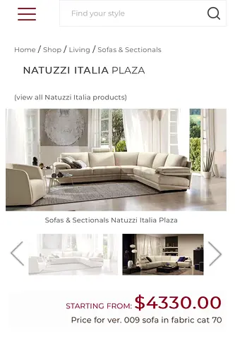 Natuzzi Italia Plaza L shape sofa