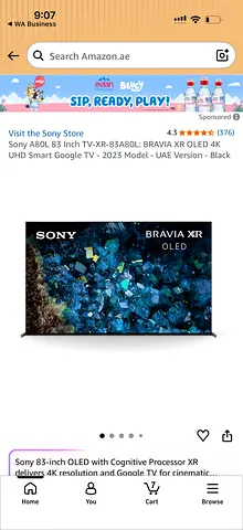 Sony BRAVIA XR A80L 83 Inch OLED 4K UHD Smart Google TV