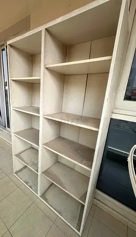 Large White Wooden Bookcase / Shelving Unit