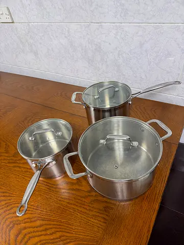 Baccarat Stainless Steel Cooking Pot Set with Glass Lids