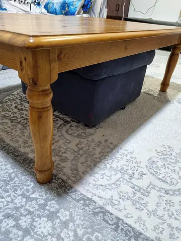 Solid Wood Dining Table with Turned Legs - Good Condition