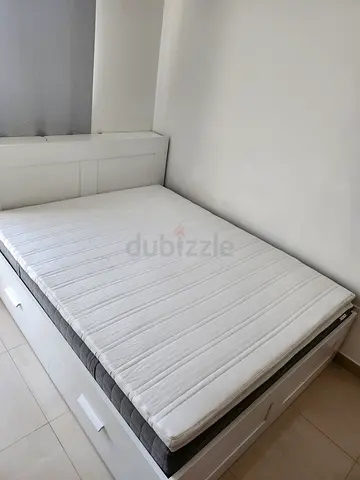 White IKEA wooden bed frame with storage drawers 180 x 200 - excluding mattress