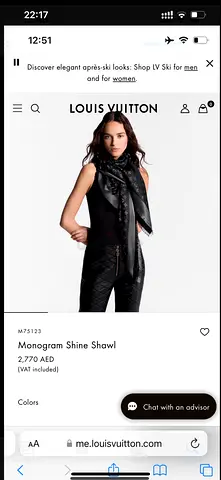 Louis Vuitton Monogram Shine Shawl - Black with invoice new