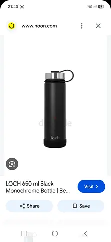 Loch 650 ml Black Insulated Water Bottle