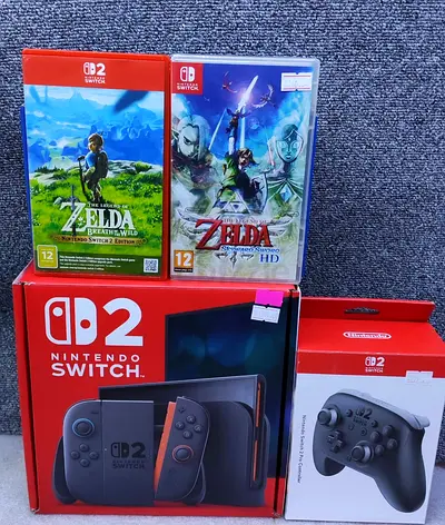 Nintendo Switch console 2 bundle with Zelda Breath of the Wild 2 and Skyward Sword HD