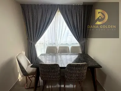Available from today, first occupancy in Sharjah, behind Mega Mall, Star Tower. Two bedrooms, livin