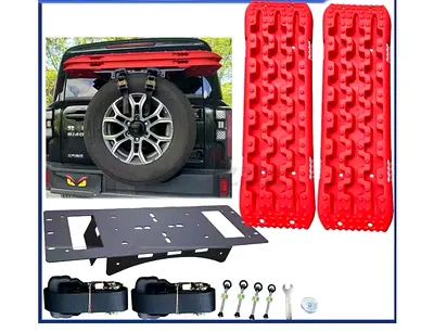 Brand New Heavy-Duty Sand Recovery Boards + Spare Tire Mounting Bracket Full Set