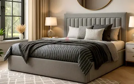 Brend New fabric wooden King size 180x200 Bed with Madical Matress Available