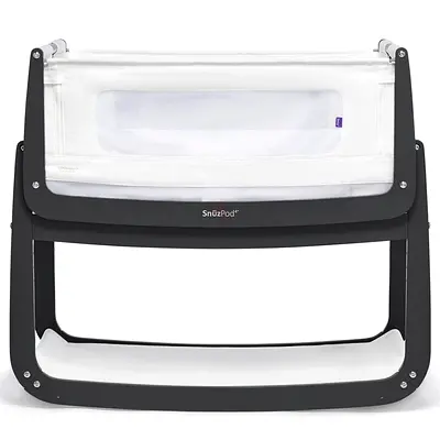 SnuzPod 4 Bedside Crib in dark grey / Elodie baby nest in beige