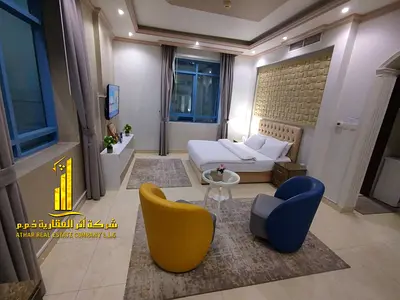 استوديو فاخر ثاني ساكن بمطبخ منفصل مع اطلاله مفتوحه مفروش بالكامل✨عجمان كورنيش عجمان . للإيجار الشهري.الإيجار يشمل الفواتير والإنترنت وموقف