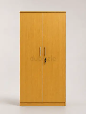 Light Wood Finish Two Door Storage Cabinet with Lock