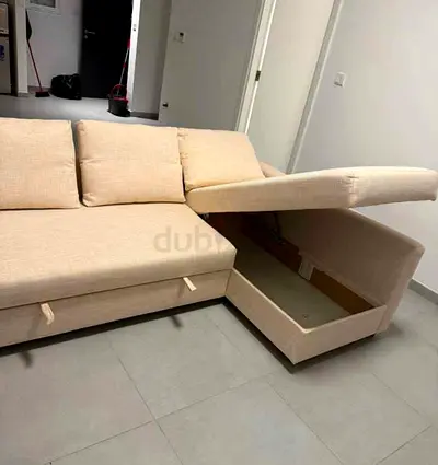 IKEA L shap Sofa store cum bed you can fix the storage lift or Right any side you want is available