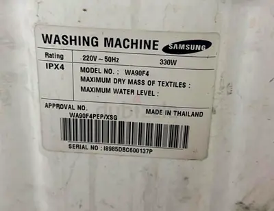 Samsung WA90F4 Washing Machine (used) - 220V, 330W, Made in Thailand