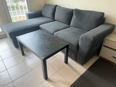 Grey L-shaped 3-seater Sofa cum Bed with Storage & removable cusions - Good Condition