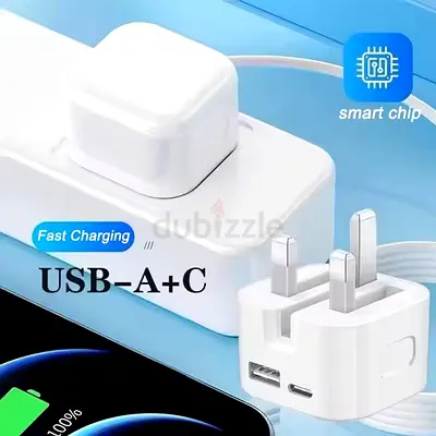 Fast Charging USB-A and USB-C Wall Adapter