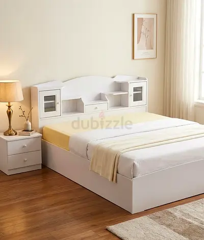 Luxury Design Queen Bed Frame With Storage Headboard