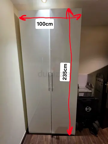 IKEA PAX Wardrobe 100x60x236cm – White Gloss + KOMPLEMENT Storage