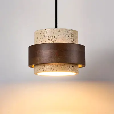 ZENSTONE™ Pendant Lamp Collection – Rice Cave Stone & Wood Designs (New, Boxed)