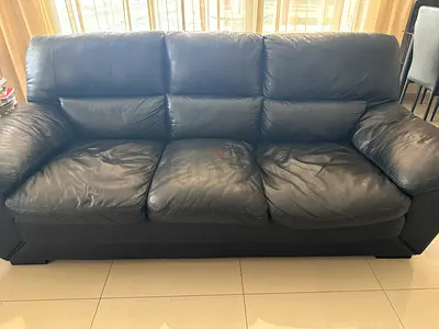 3 plus 2 plus 1 Leather Sofa Black