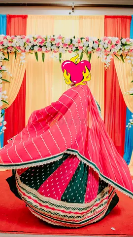 Women's Traditional lehenga - Pink & Green, Good Condition