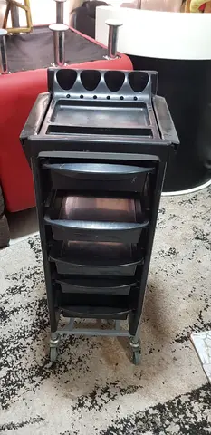 Salon trolley cart with drawers and tool holders on wheels - used