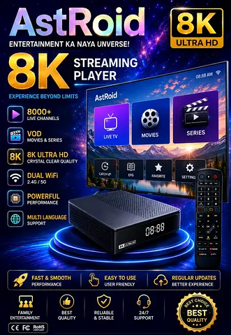 AstRoid 8K Ultra HD Streaming Player - Media Box with Remote