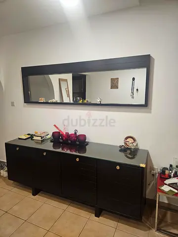 Modern Black Cabinets with Matching Wall Mirror