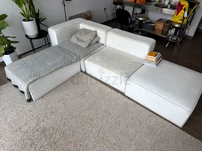 TAILORED Modular white fabric sofa - sectional pieces (3-seater arrangement) 250aed last price