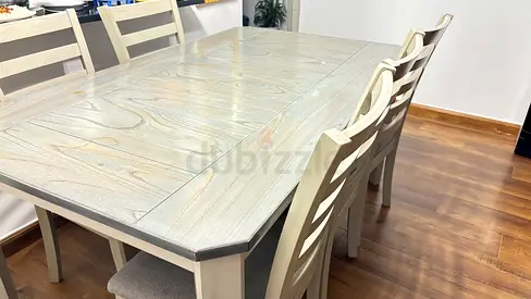 Wooden Extendable Dining Table with 6 Chairs - Light Finish
