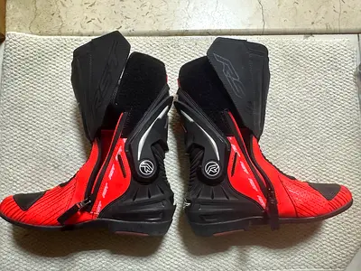RST Neon Red Motorcycle Racing Boots - Size UK 10