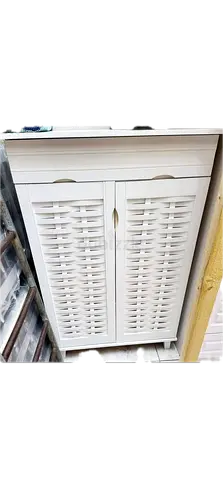 2 Doors White Wooden Shoes Rack for sale