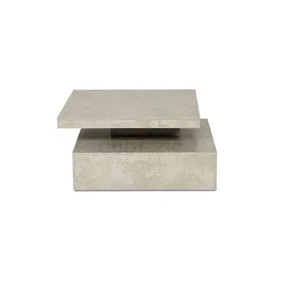 Concrete-look modern square coffee table — neutral grey finish