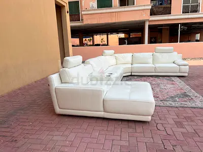 White Leather Marina Home Sofa&Cup holders