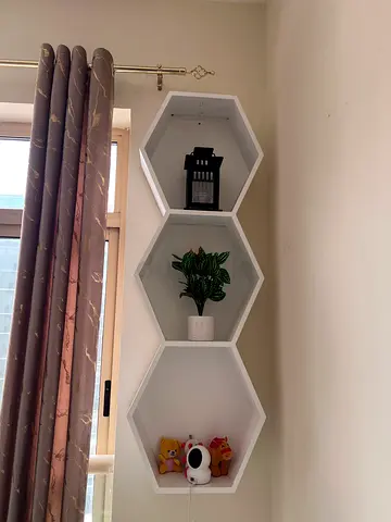 White Hexagonal Wall Shelves - Set of 3