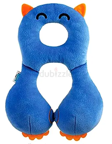Blue plush baby head & neck protector pillow (like new)