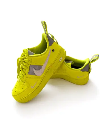 Nike Air Force, Limited Edition - style neon yellow sneakers, size U.S 6.5