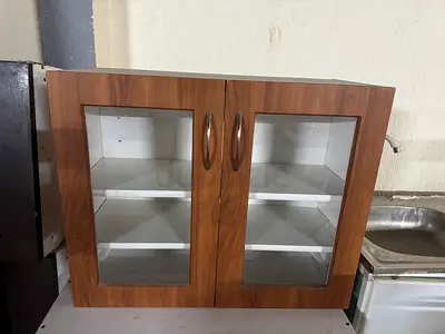 Wooden Wall Cabinet with Glass Doors — 2-Door Kitchen Storage