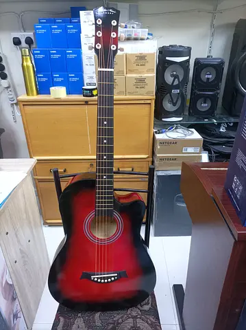 Red Acoustic Guitar - Cutaway, Good Working Condition