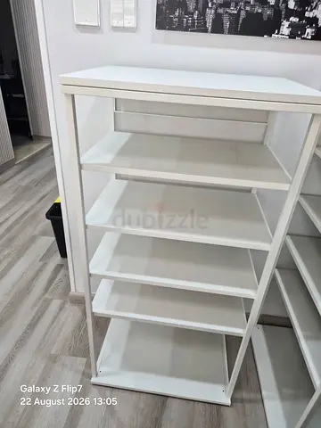 White 6-Shelf Open Storage Unit / Shoe Rack - Good Condition 60 x123 cm (2 units )