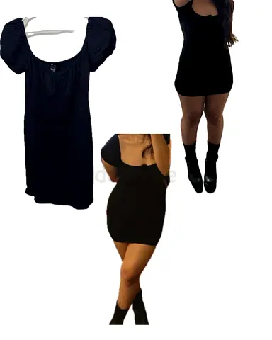 Black Puff Sleeve Mini Dress