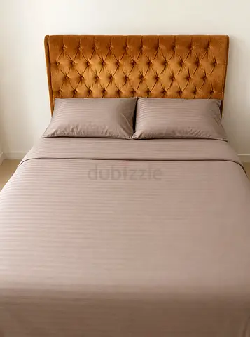 Queen bed frame with tufted velvet headboard - urgent sell